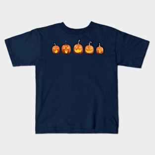 Five Jack 'O Lanterns (Blue) Kids T-Shirt